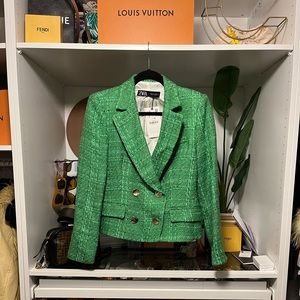 Zara Cropped Tweed Blazer